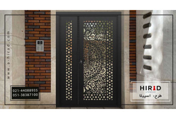 درب حیاط فلزی یک و نیم لنگه طرح اسپیلا کد 15129